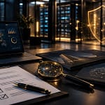 Professionelle Auswahl eines Pentest-Anbieters mit Sicherheitscheckliste, Netzwerkanalyse und IT-Infrastruktur.
