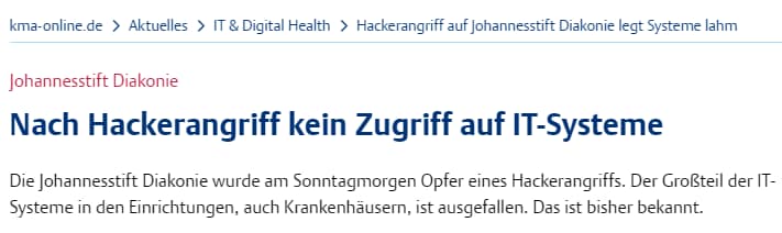 Nach Hackerangriff kein Zugriff auf IT-Systeme. Wie war die IT-Sicherheit aufgestellt?